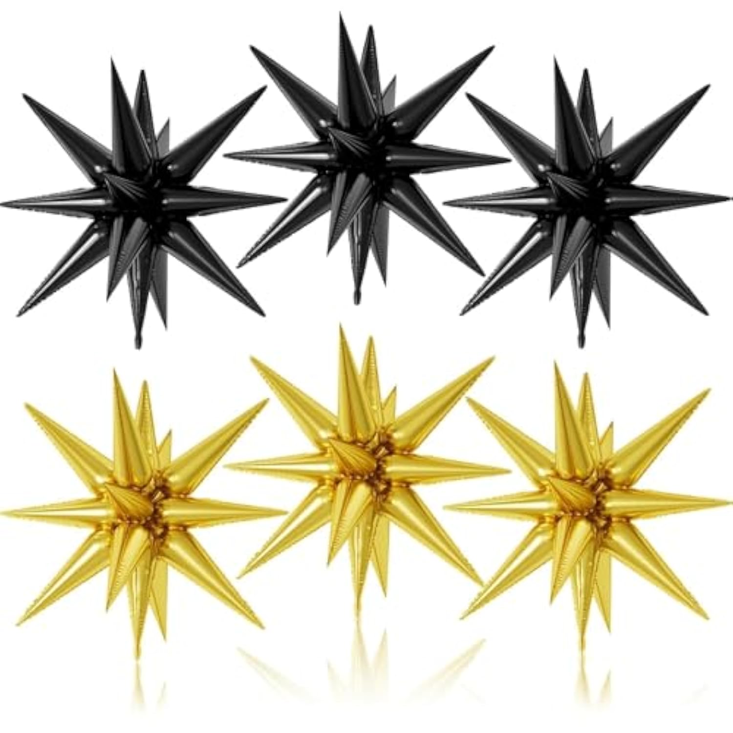 6pcs 22in Black Gold Star Foil Balloons Party Decorations