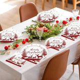 White Christmas Paper Plates Napkins Party Decorations Christmas Tree Elk Theme Party Supplies Disposable Paper Tableware For Decorations For Happy New Year Holiday