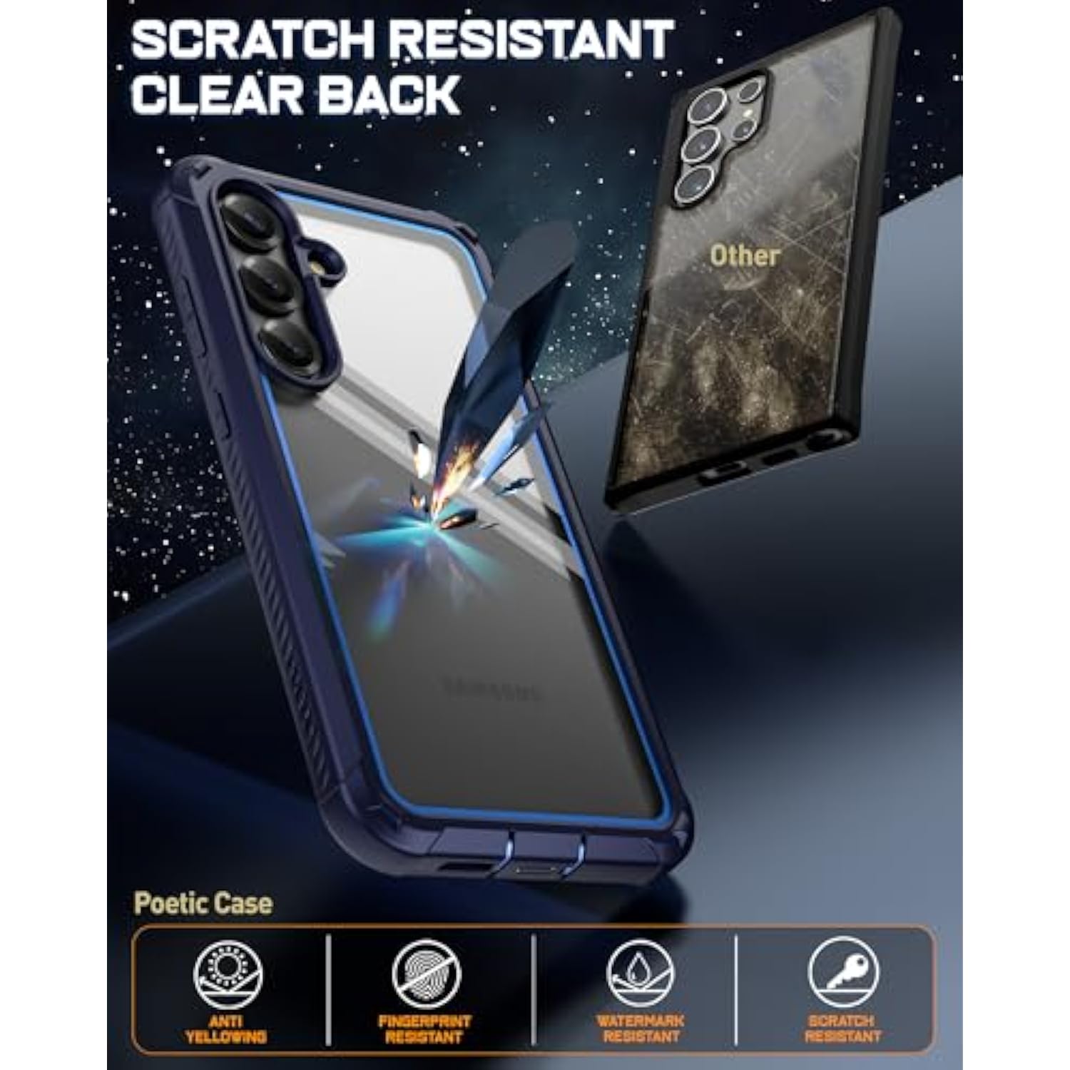 Guardian Case For Samsung Galaxy S25 5G 6.2 "(2025) [20 Ft Mil-Grade Drop Tested], Built-In Screen Protector [Work With Fingerprint Id], Full Body Rugged Shockproof Case, Blue/Clear