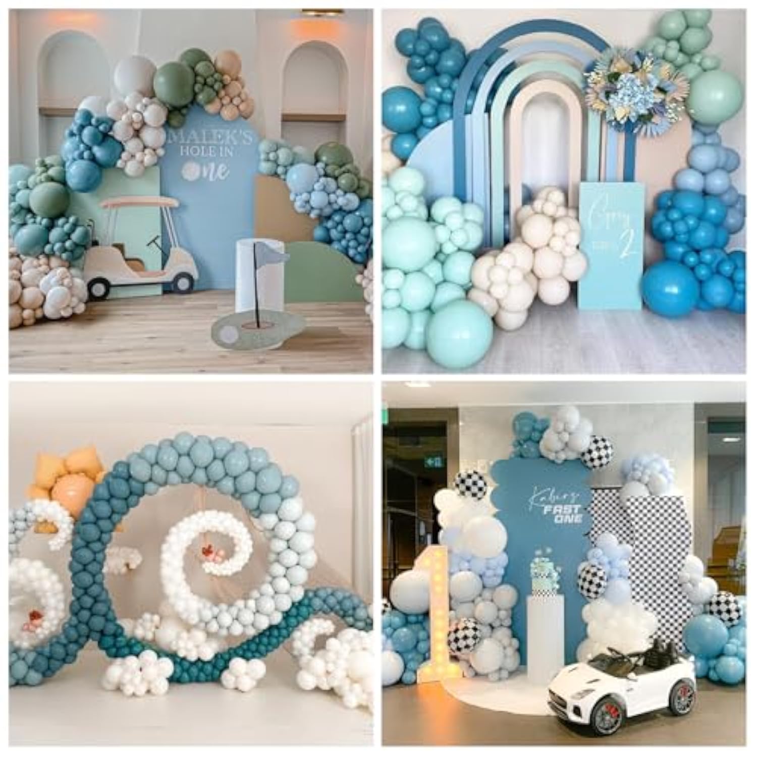 Dusty Blue And Black Balloons 60Pcs 12 Inch Race Car Slate Light Pale Blue Green Black Metallic Silver Latex Helium Balloon For Boys Race Car Fast Birthday Safari Baby Shower Party Decorations