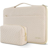 Laptop Sleeve Case 16 Inch Waterproof Shockproof Computer Carrying Handbag With Handle And Small Accessory Bag Compatible With 16 Inch Hp Dell Aspire Notebook,Beige
