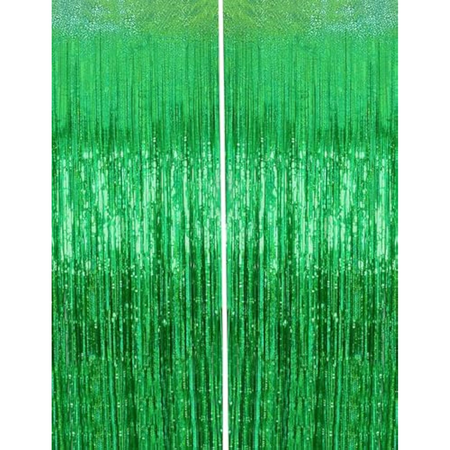 2Pcs Green Birthday Photo Backdrop, Tinsel Streamers & Party Favors