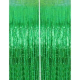 2Pcs Green Birthday Photo Backdrop, Tinsel Streamers & Party Favors