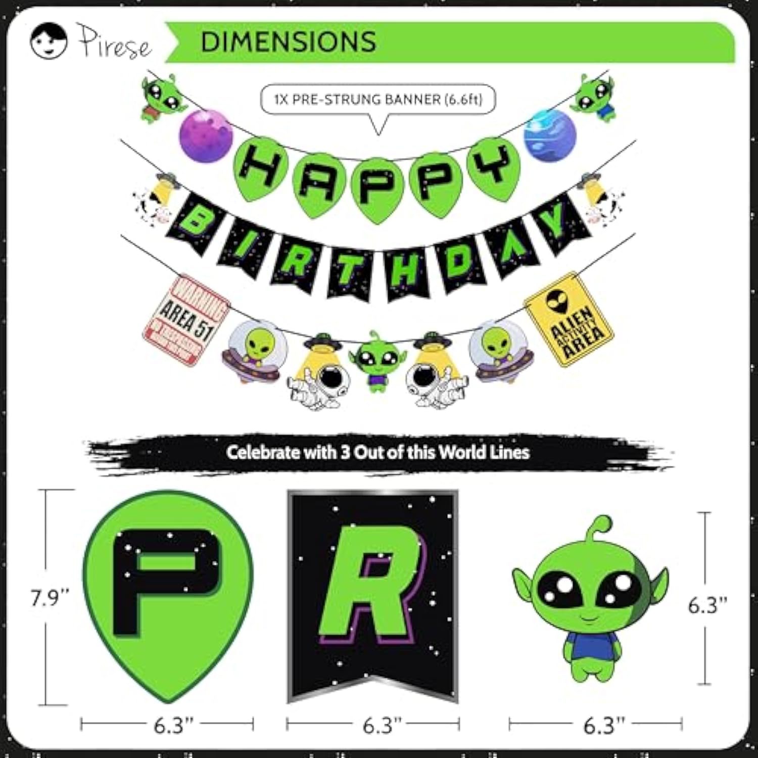 Alien & UFO Birthday Party Decorations Set with Banner and Space-Themed Supplies