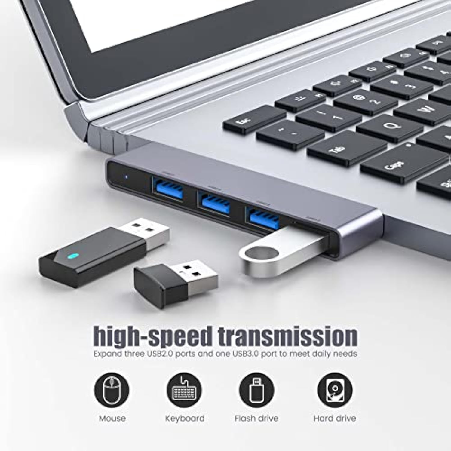 Usb Hub, 4 Port Usb Adapter(1 * 3.0 Hub, 3 * 2.0 Hub),Multi Usb Port Expander
