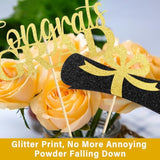 Graduation Decoration 2025, 16 Pcs Gold And Black Double Sided Sparkling Graduation Centerpieces Sticks For Table, Class Of 2025 Graduation Party Decorations, Table Toppers Set Of 4