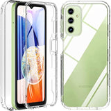 For Samsung Galaxy A14 5G Case, Samsung A14 5G/4G Phone Case With Built-In Screen Protector, 360° Full Body Military Grade Drop Protection Silicone Bumper Cover Case For Samsung A14 (Clear)