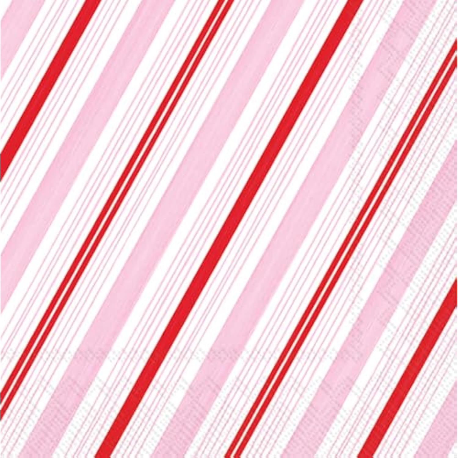 Christmas Napkins Rosanne Beck - Disposable 3-Ply Paper Party Napkin Pack, Cocktail Size 5" X 5", Peppermint Stripes, 20-Count
