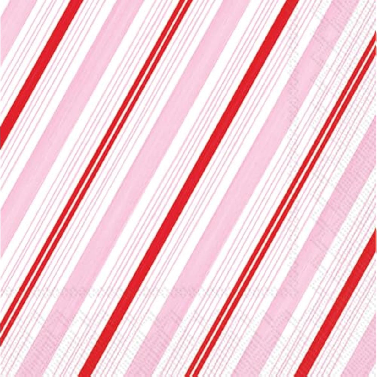 Christmas Napkins Rosanne Beck - Disposable 3-Ply Paper Party Napkin Pack, Cocktail Size 5" X 5", Peppermint Stripes, 20-Count