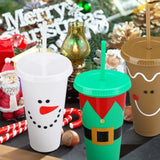 24 Pcs Reusable Christmas Cups Bulk Plastic Coffee Cups Travel Mug 24 Oz 4 Styles Christmas Reusable Tumbler With Lids And Straws For Wine Hot Cold Drinks Xmas Party Supply