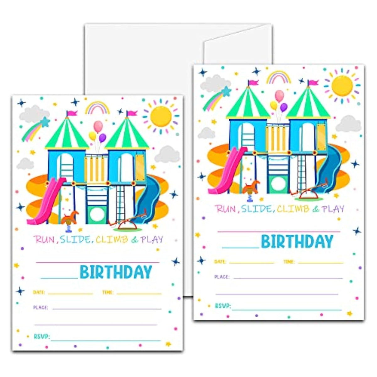 Playground Birthday Party Invitation, Park Themed Fill-In Invites For Teens Boys & Girls, 20 Invitations With Envelopes (4" X 6"), Kids Outdoor Party Favors Decorations And Supplies -51