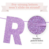 Pre-Strung Happy Birthday Banner - No Diy - Purple Glitter Happy Birthday Party Banner For Girls & Women - Pre-Strung On 8Ft Strands - Light Pastel Purple Bday Party Decorations. Did We Mention No Diy