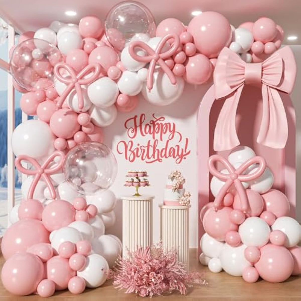 135pcs Pink Bow Balloon Garland Kit - Coquette Theme for Birthday  Events