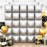 Silver Square Foil Balloons Chrome Double-Sided Wall & Arch Kit for NYE