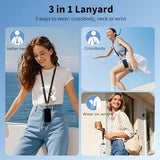 Multifunctional Cell Phone Lanyard - 3-in-1 Detachable Adjustable Crossbody Strap & Neck Lanyard & Wrist Lanyard for Men & Women with 2 Patches for