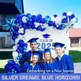 Royal Blue Balloon Garland Kit: Metallic Starbursts, Graduation Party Decor