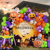 153Pcs Halloween Balloon Arch Kit - Ghost, Pumpkin, Candy & Black Orange Green Purple