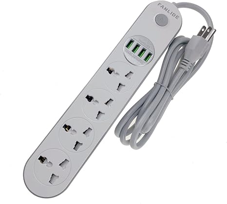 Universal Power Strip with USB Ports for Cruise Ship Dorm Room Travel
