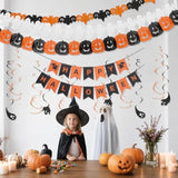 Halloween Party Decorations Set 14Pcs Happy Halloween Banner Ghost Swirl Garland