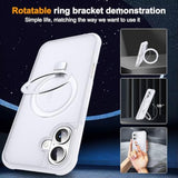 Compatible With Iphone 16 Plus Case With Invisible Magnetic O-Ring Stand Military-Grade Phone Case For Iphone 16 Plus 6.7" [Compatible With Mag-Safe][Great Grip Feeling],Translucent