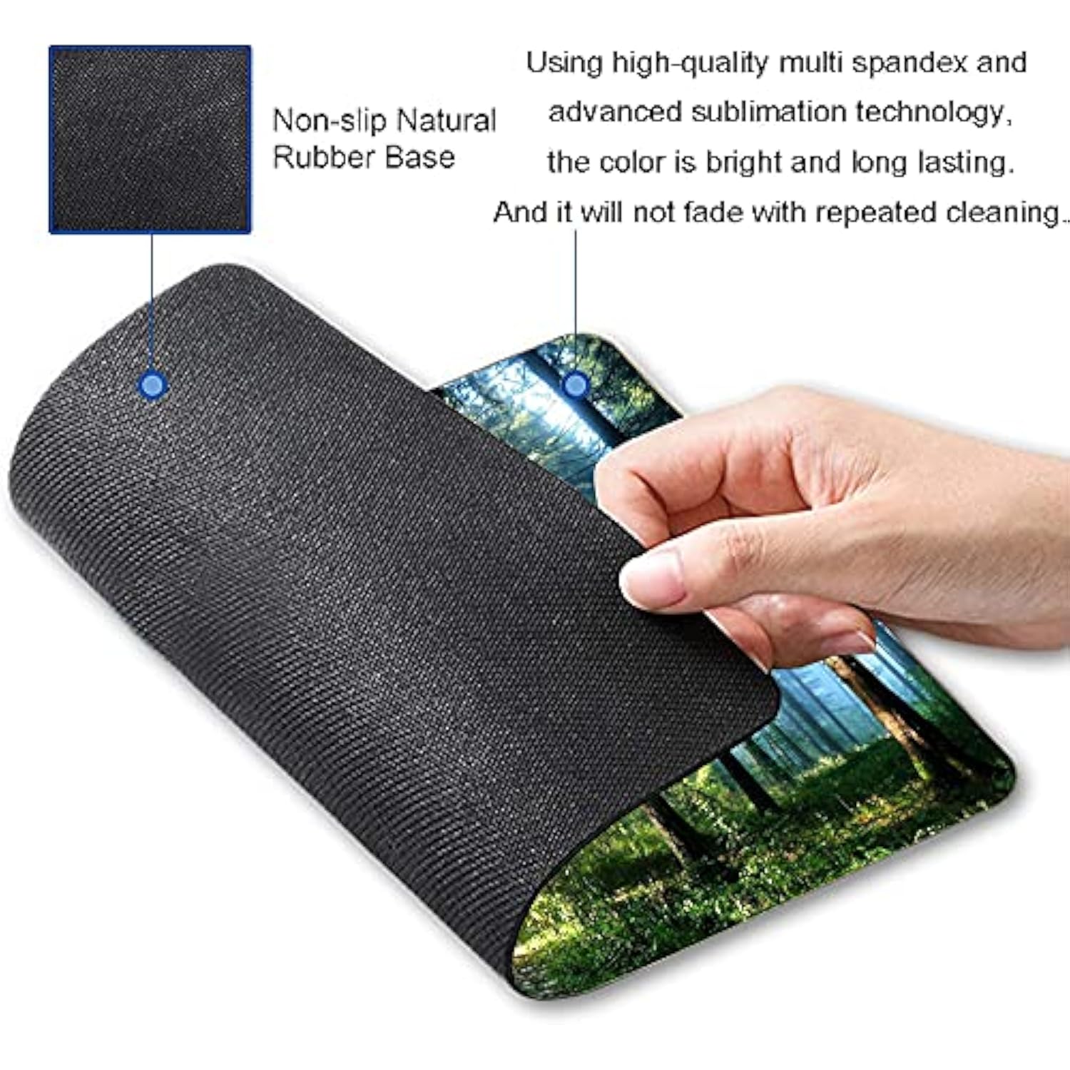 Forest Mouse Pad, Natural Scenery Mouse Pad Custom Design, Square Waterproof Mouse Pad Non-Slip Rubber Base Mousepads For Office Laptop, 9.5X7.9X0.12 Inch, Nature Misty Forest