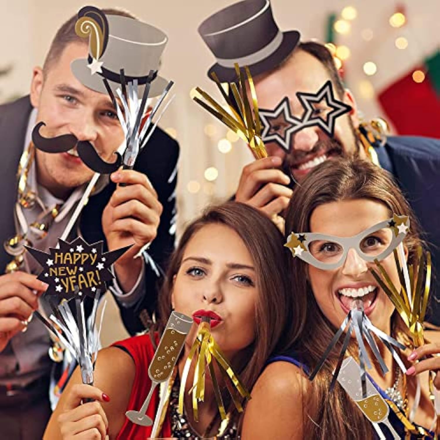 12 Pc Gold Silver Glitter Noise Makers Party Blowers for 2026 Celebration