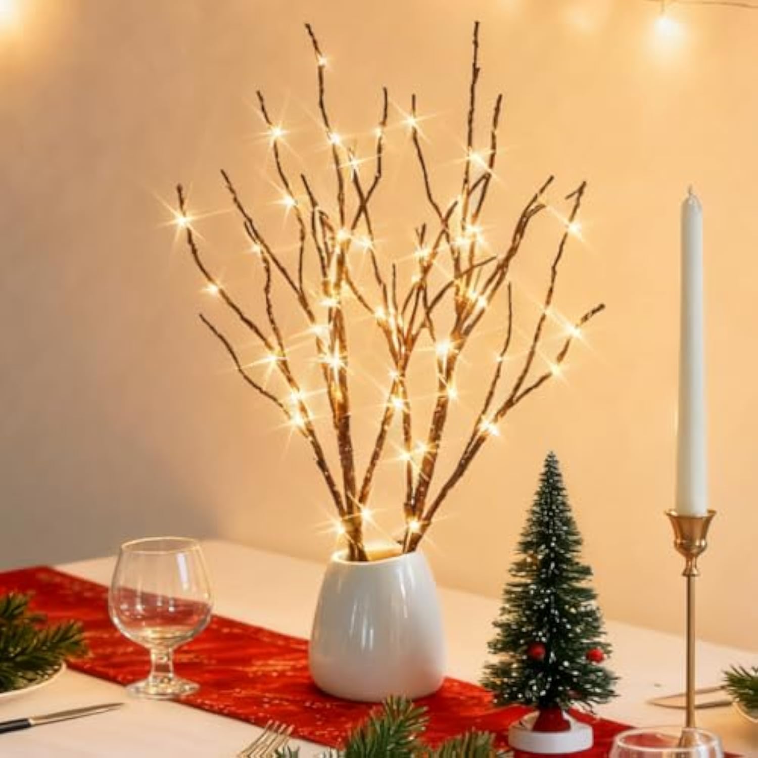 Lighted Willow Branches With Timer 70 Fairy Lights 18In, Brown Twig Branch Lights For Indoor Outdoor Home Fireplace Chri