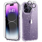 Compatible With Phone 14 Pro Max Case With Screen Protector + Camera Lens Protector, Clear Glitter Women Girls Phone Case, Shockproof Protective Cover For 14 Promax 6.7 Inch - Sparkle Clear