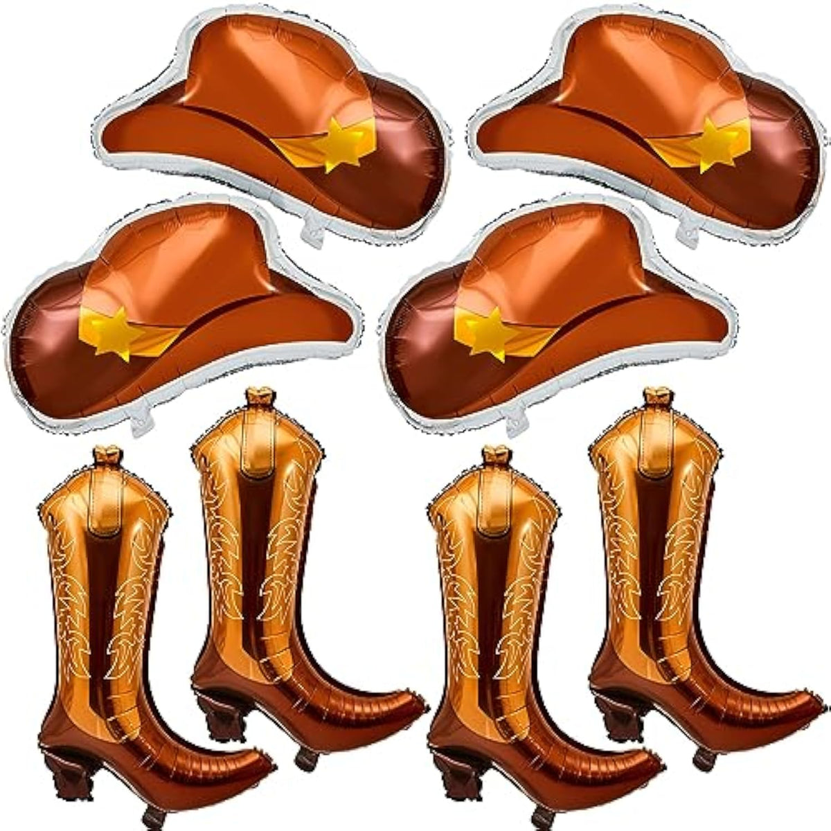 8 Pcs Western Themed Party Balloons Include Cowgirl Boot And Cowgirl Hat Foil Balloon, Bachelorette Party Decorations For Western Themed Birthday Party