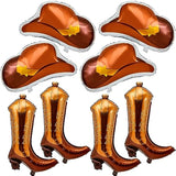 8 Pcs Western Themed Party Balloons Include Cowgirl Boot And Cowgirl Hat Foil Balloon, Bachelorette Party Decorations For Western Themed Birthday Party