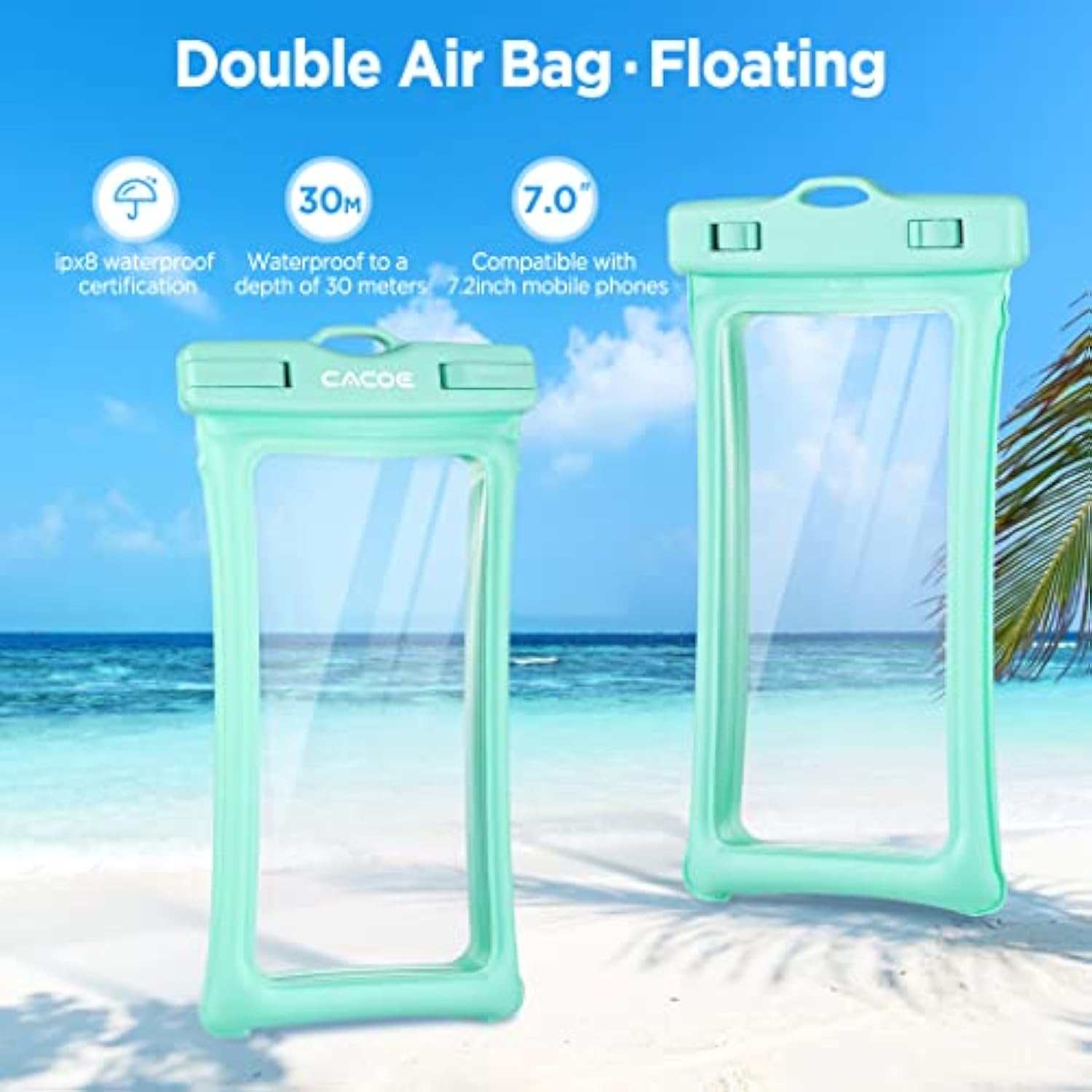 [Floatable] Floating Universal Ipx8 Waterproof Phone Case 2 Pack-Up To 7.0",Adjustable Lanyard Phone Pouch,Cellphone Dry Bags For Vacation Beach Pool Kayak Cruise Travel Essentials?Black+Green?