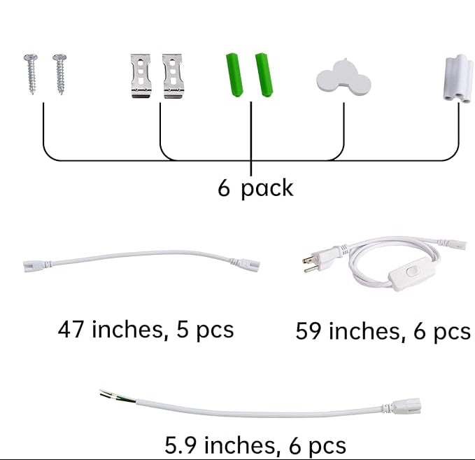 6 Pack 4FT LED Shop Lights 30W 4500LM Tunable Garage Ceiling Lighting for Workshop Warehouse Basement