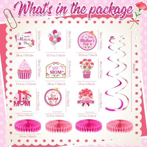 37Pcs Mothers Day Decorations, Happy Mothers Day Banner