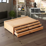 3 Drawer Wooden Artist Storage Supply Box For Pastels, Pencils, Pens, Markers, Brushes And Tools