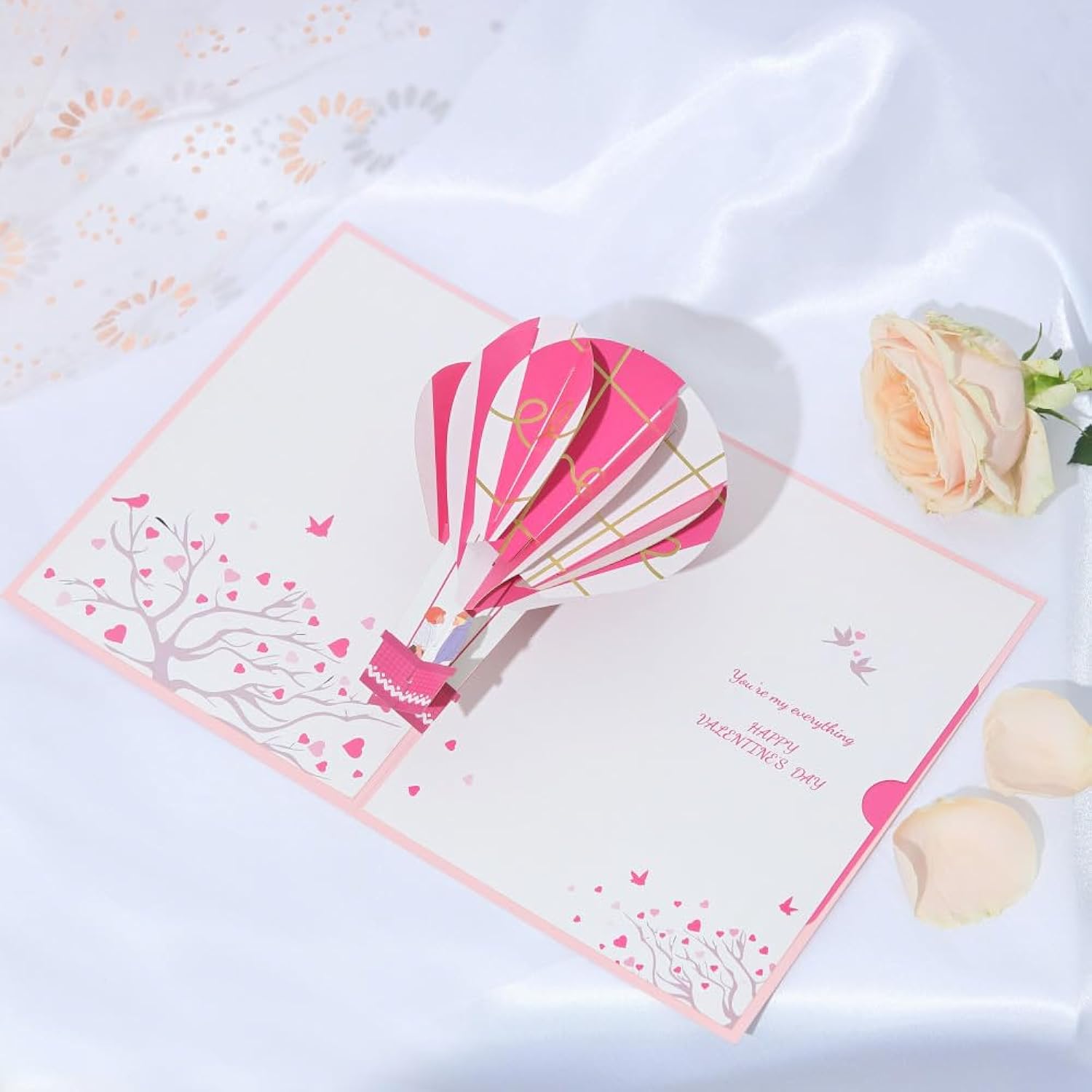 3D Pop-Up Valentine'S Day Greeting Card Love Pop-Up Card Valentine'S Day Gift To Her/Him, Girlfriend/Boyfriend/Husband/Wife Anniversary Greeting Card. (Hot Air Balloon)