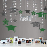 2025 Graduation Banner Party Decorations Green Graduation Cap Garland Kit Congrats Grad Supply For Prom Backdrop Decoration Ceiling Decor High School College Kindergarten Home Celebrations