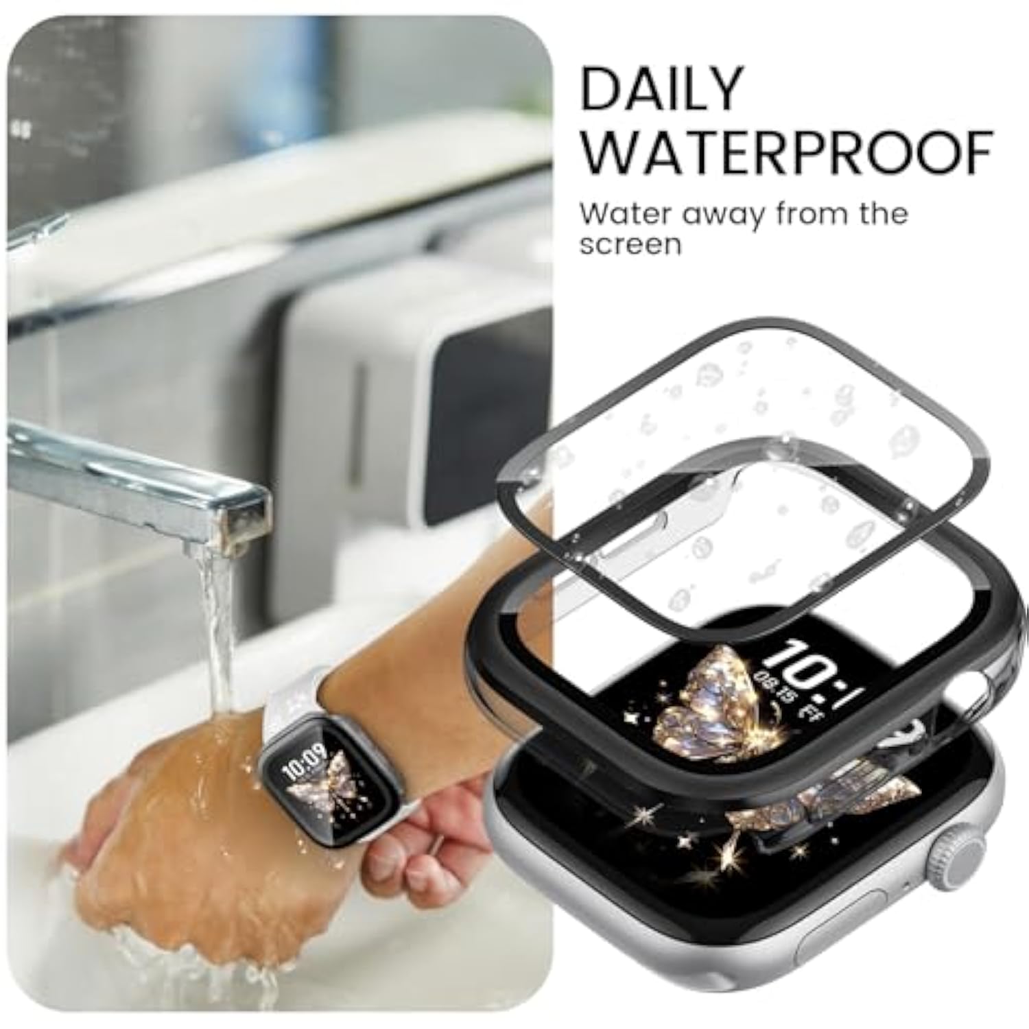 2 In 1 Metal+Pc Case For Apple Watch Series 11/Series 10 42Mm With Upgrated Waterproof Hd Tempered Glass Screen Protector,Hard Pc Overall Protective Cover For Apple Watch 11/10 Case 42Mm Iwatch