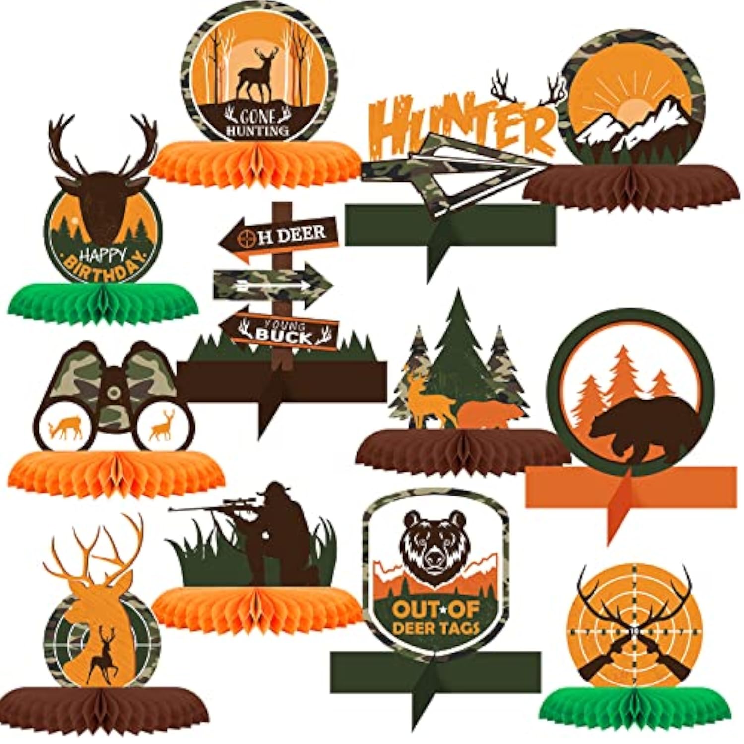 12 Pieces Hunting Birthday Decorations Hunting Table Centerpieces Camo