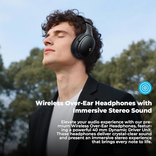 Active Noise Cancelling Headphones, Wireless Headphones Over Ear, Foldable Bluetooth 5.3 Over The Ear Headphone, 50H Playtime, Hd Stereo Sound, Custom Eq Via App For Travel, Office, Home