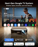 Eazze D1 Max Upgraded Google Tv Smart Projector 4K Supported, Ultra-Bright 1000 Ansi Lumens, Memc Tech, Fully Automatics, 20W Doiby Audio, Home Theater Movie Projector With Wifi And Bluetooth