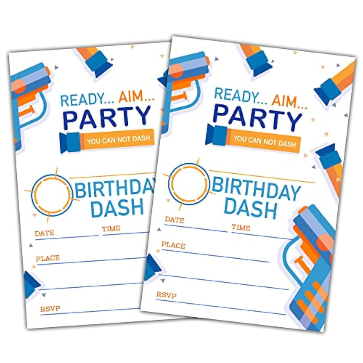 Nerf Birthday Party Invitations, Nerf Birthday Invitations For Boys Girls, Kids Birthday Invites, Theme Birthday Party Decorations, 20 Invitations With 20 Envelopes - B001