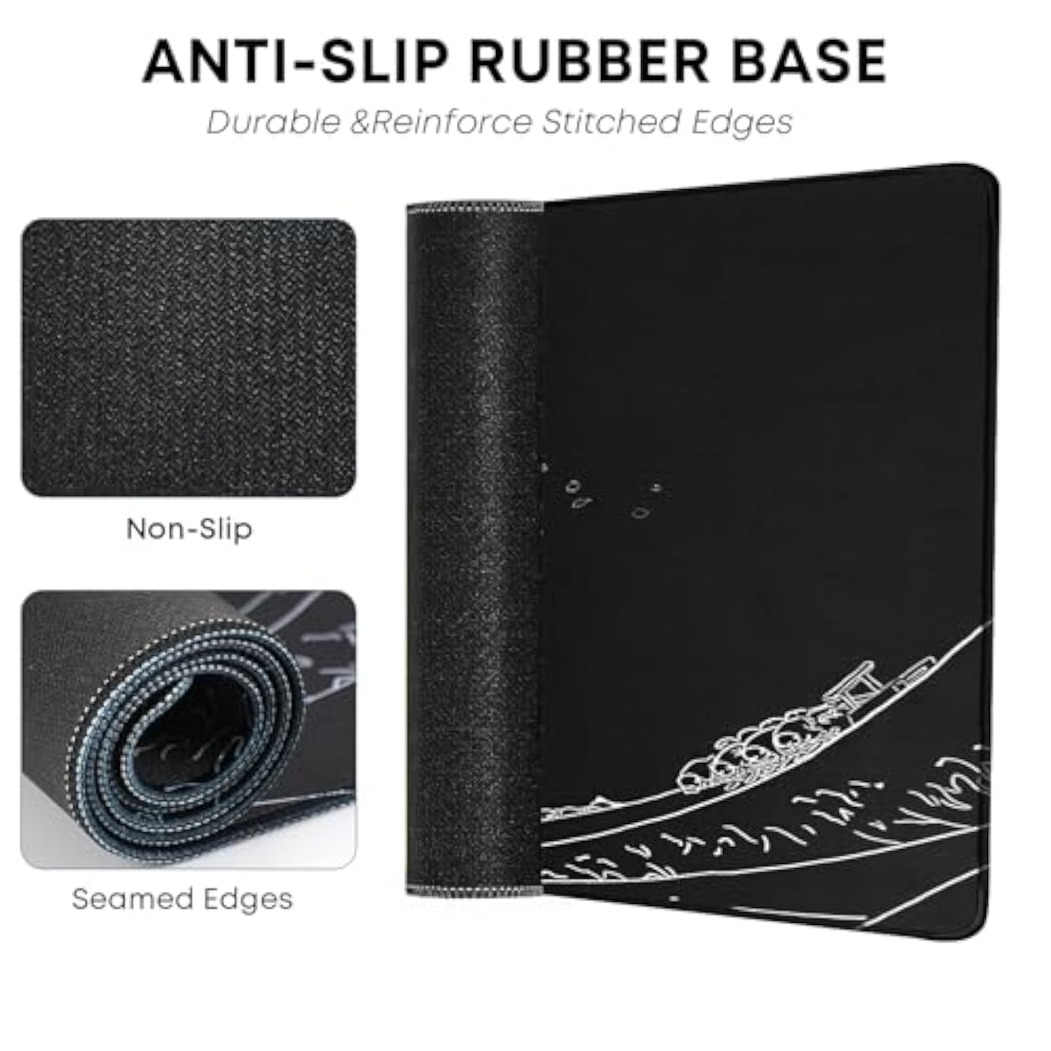 Japanese Sea Wave Anime Large Gaming Mouse Pad For Desk (31.5X15.7 In) Computer Desk Pad Mat With Non-Slip Rubber Base,Double Stitched Edges,3Mm Thick Mousepad Xxl For Keyboard And Mouse