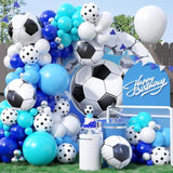 Soccer Balloon Garland Kit: Blue, White & Silver Party Decor