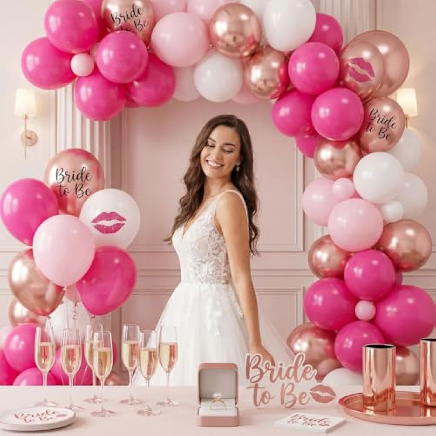 110Pcs Hot Pink Balloons, Hot Pink Latex Balloon For Girls Women Birthday Baby Shower Graduation Engagement Anniversary Wedding Princess Theme Party Supplies Decoration,12 Inches