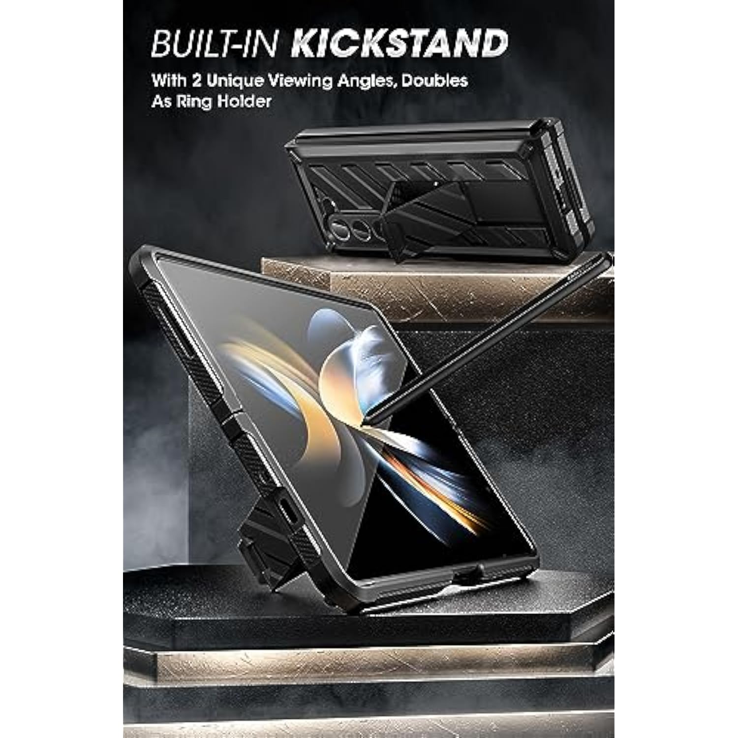 SUPCASE for Galaxy Z Fold 5 Case (Unicorn Beetle), [Belt Clip with S Pen Holder] [Built-in Screen Protector & Stand] Heavy Duty Shockproof Protective Rugged Phone Case for Samsung Fold 5, Black