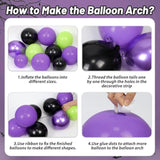 157pcs Halloween Balloon Arch Kit Green Purple Black Metallic Balloons Party Decor
