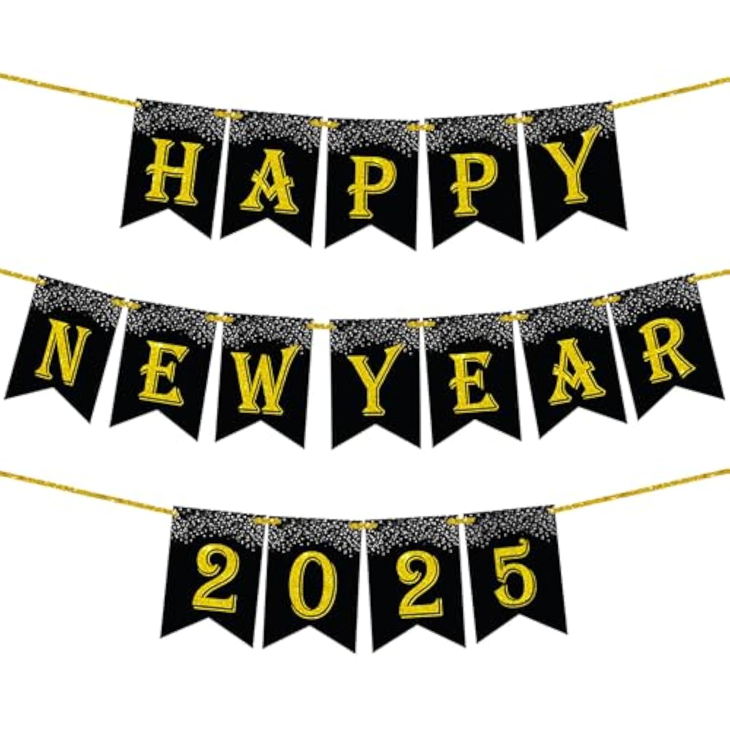 10ft Glitter Happy New Year Banner - No DIY - 2025 NYE Decor