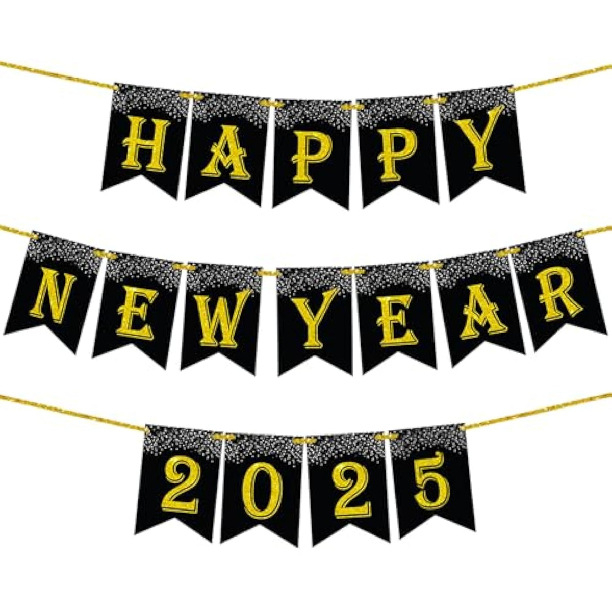 10ft Glitter Happy New Year Banner - No DIY - 2025 NYE Decor