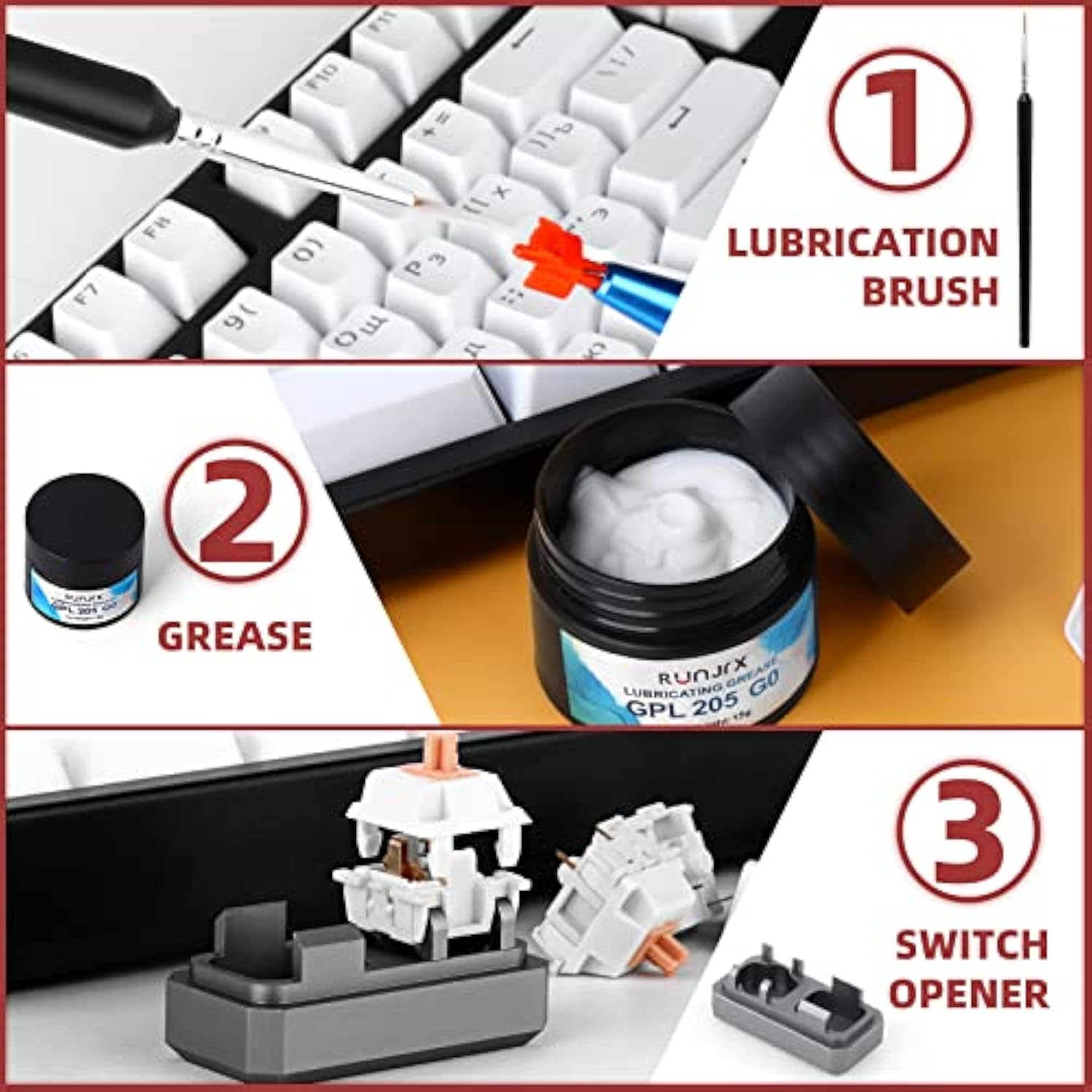 Runjrx Switch Lube Kit Gpl 205G0 0.53Oz/15G, Switch Opener For Mx Cherry Akko