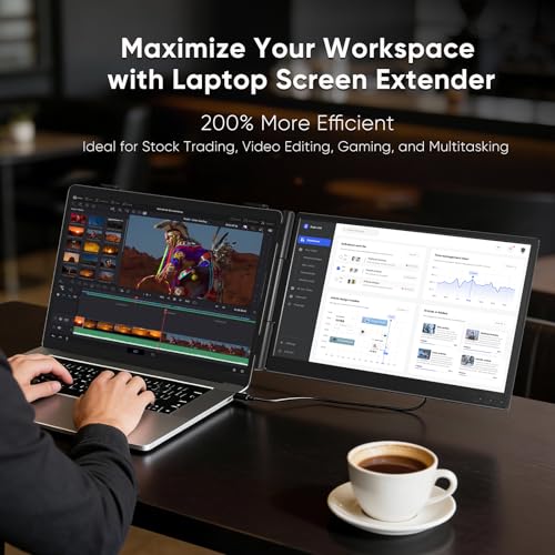 Laptop Screen Extender, 14" Fhd 1080P Dual Screen Monitor For Laptop Ultra-Light Portable Monitor With Usb-C/Hdmi, Plug & Play For Windows/Mac/Chrome/Linux/Android